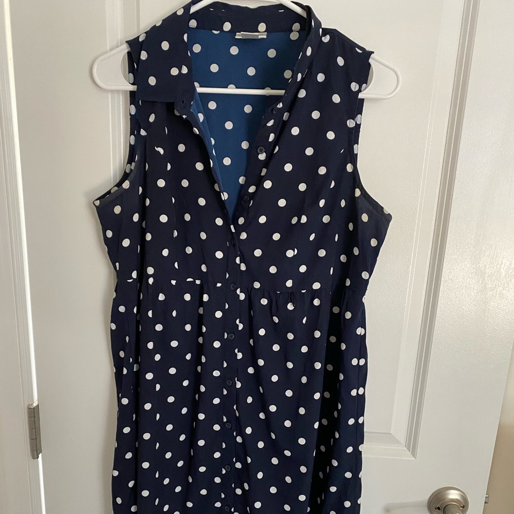 Motherhood Maternity Navy Polka Dot Dress, Size M
